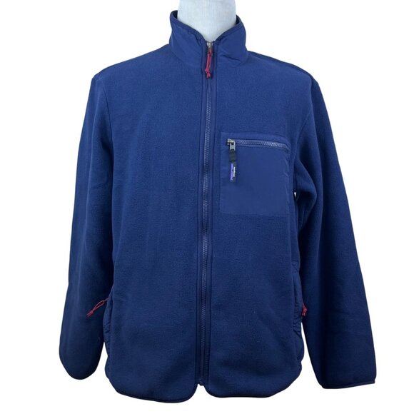Patagonia Mens Navy Blue Fleece Full-Zip Jacket Polartec Trim-Fit Sz L - Picture 2 of 10